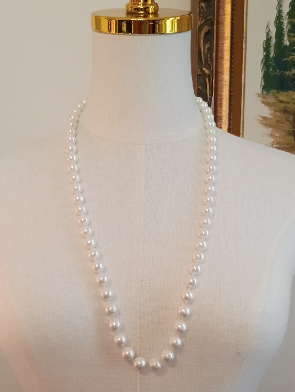 Classic Faux Pearl Strand Necklace White Beaded Elegant Timeless